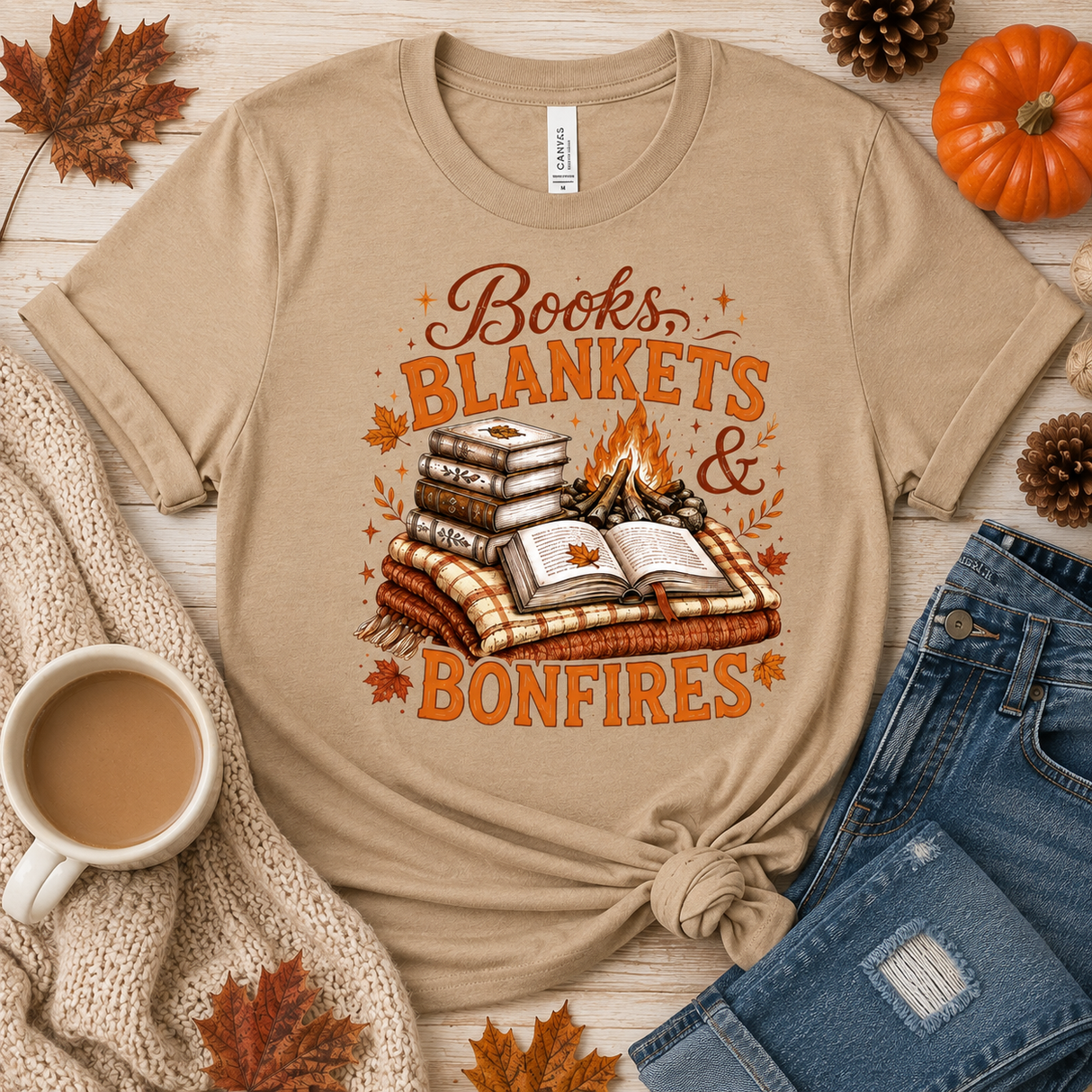 Books, Blankets & Bonfires Graphic Tee | Women's