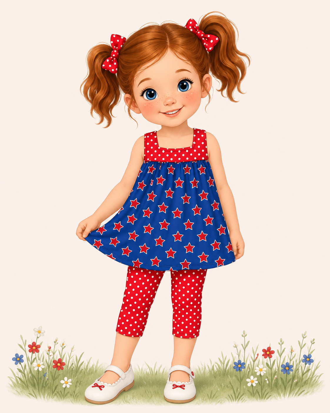 Americana Stars & Polka Dots Capri Set | Wellie Kate