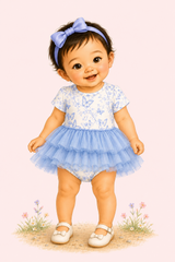 Baby Blue Vintage French Fairytale Baby Skirted Bubble | Pete + Lucy