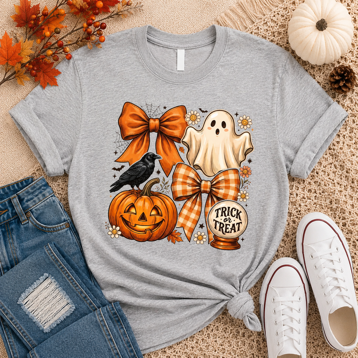 Preppy Halloween Coquette Ghost Tee | Women's
