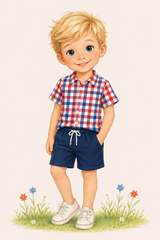 Americana Plaid Shorts Set | Twocan