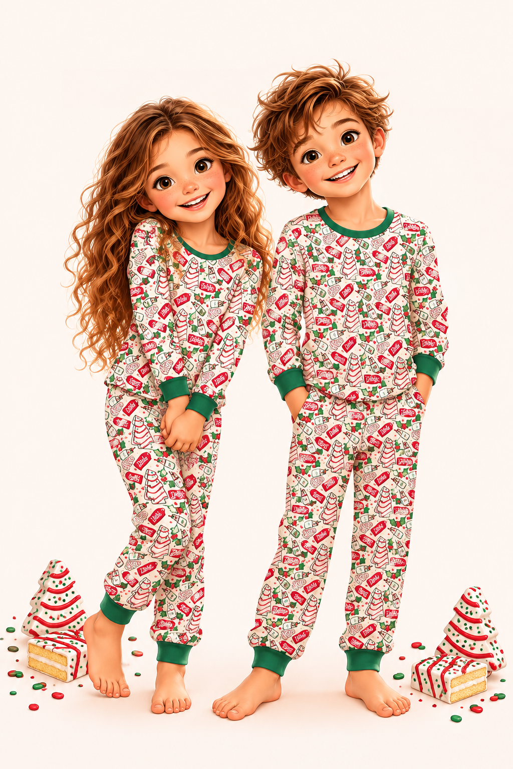 Christmas Tree Cakes Kids Loungewear | Pete and Lucy