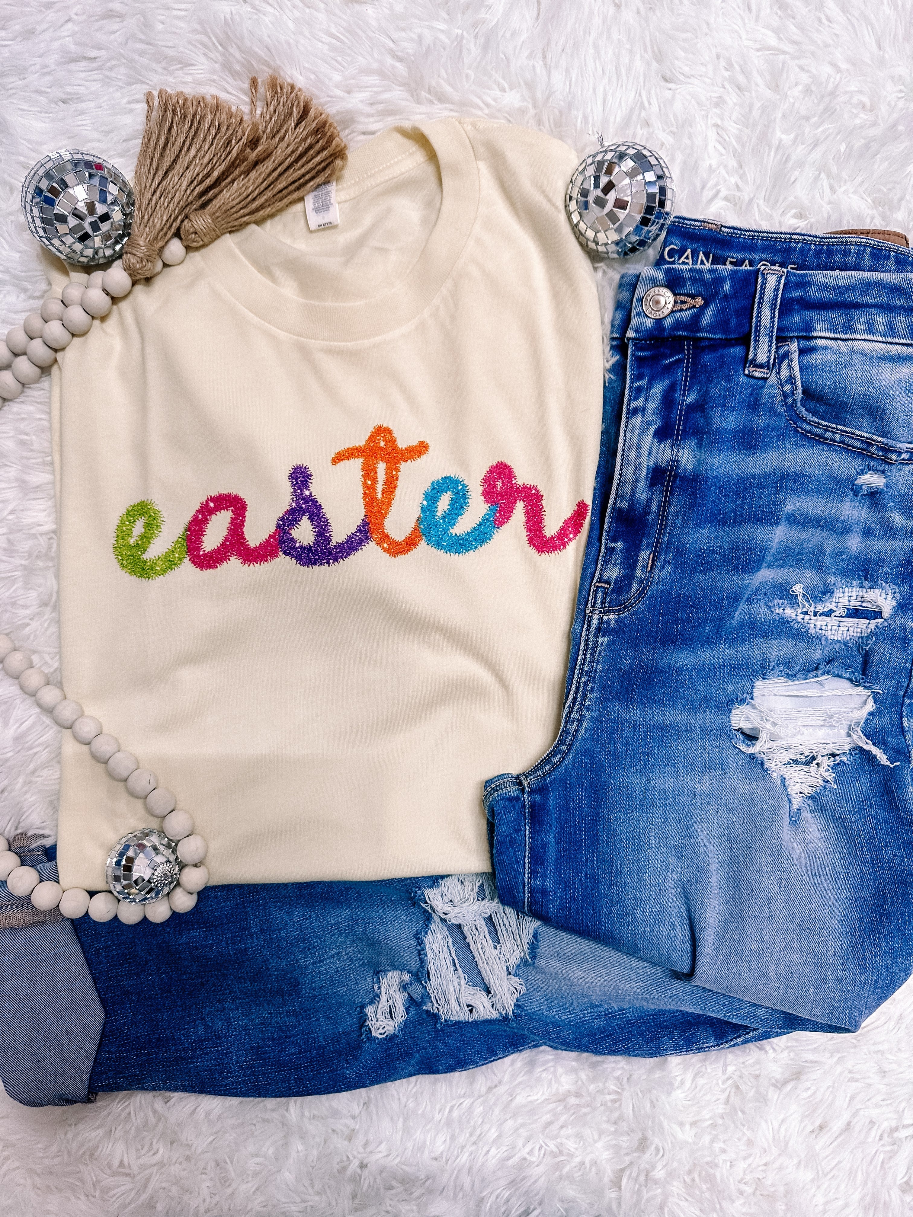 Faux Tinsel Easter Graphic Tee