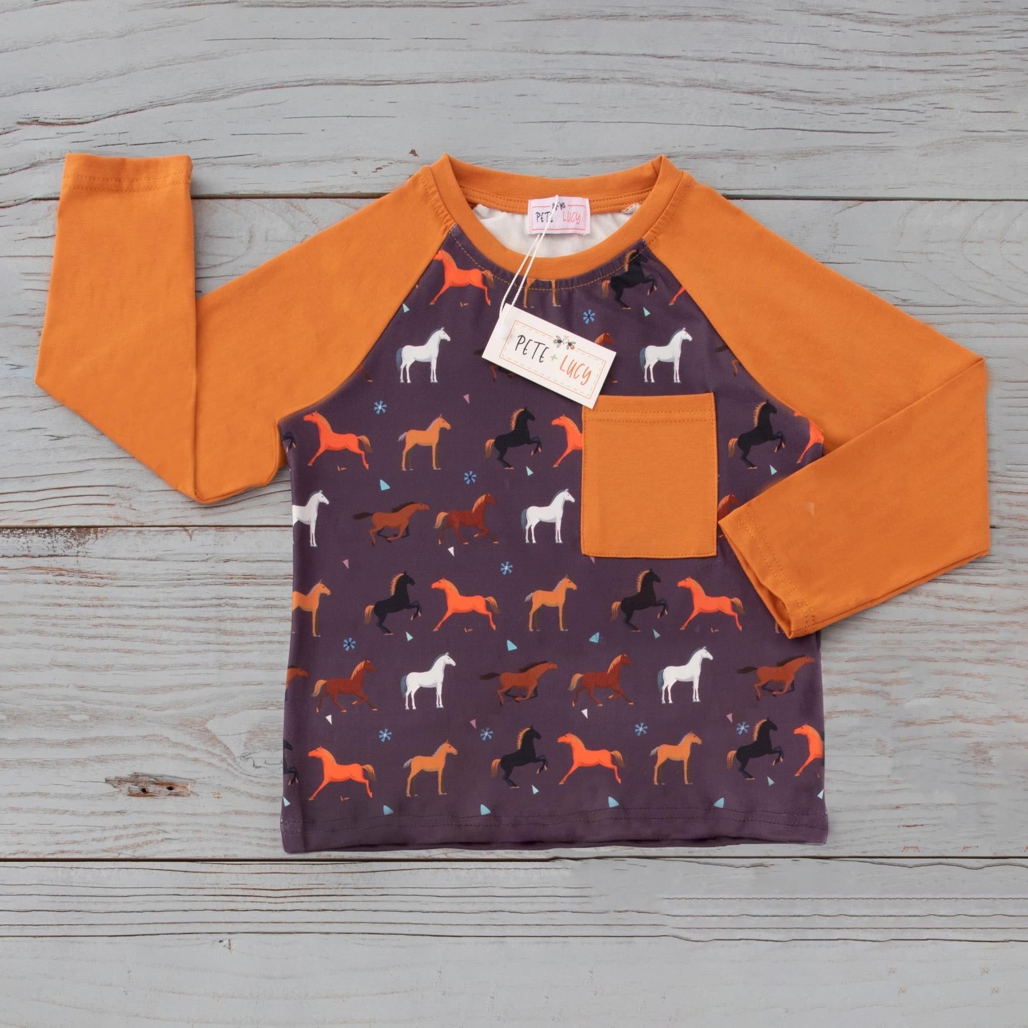 Playing With Horses Raglan Tee by Pete and Lucy