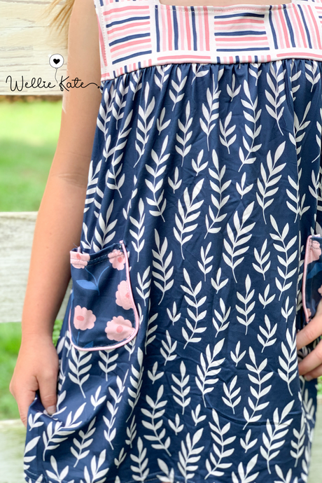 Pink Flowers w/ Leaves Capri Set by Wellie Kate