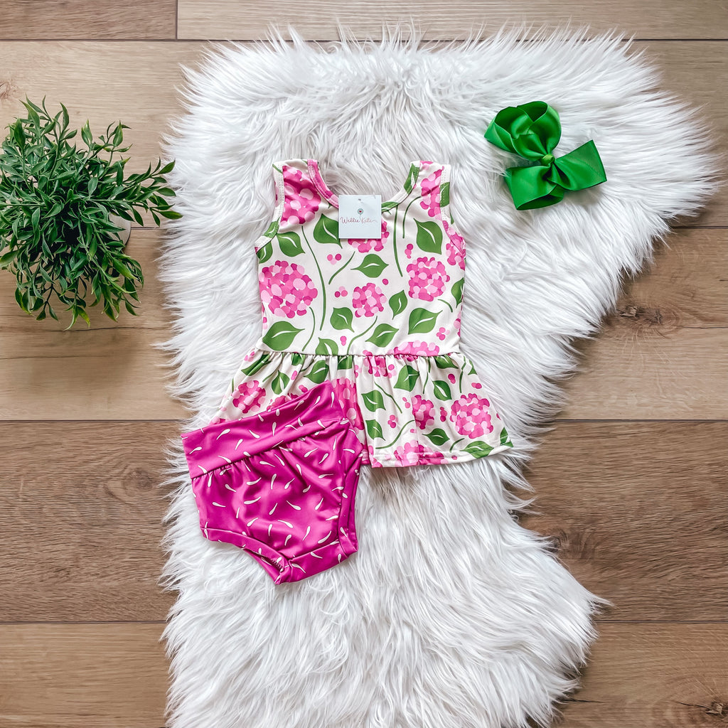 Pink Floral Baby Bummies Set by Wellie Kate