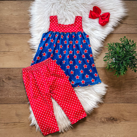 Americana Stars & Polka Dots Capri Set | Wellie Kate