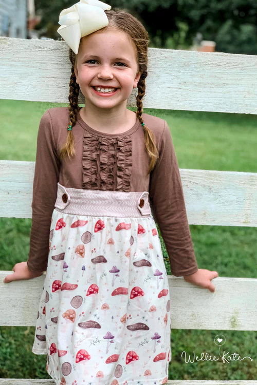 Moody Mushroom Button Dress by Twocan