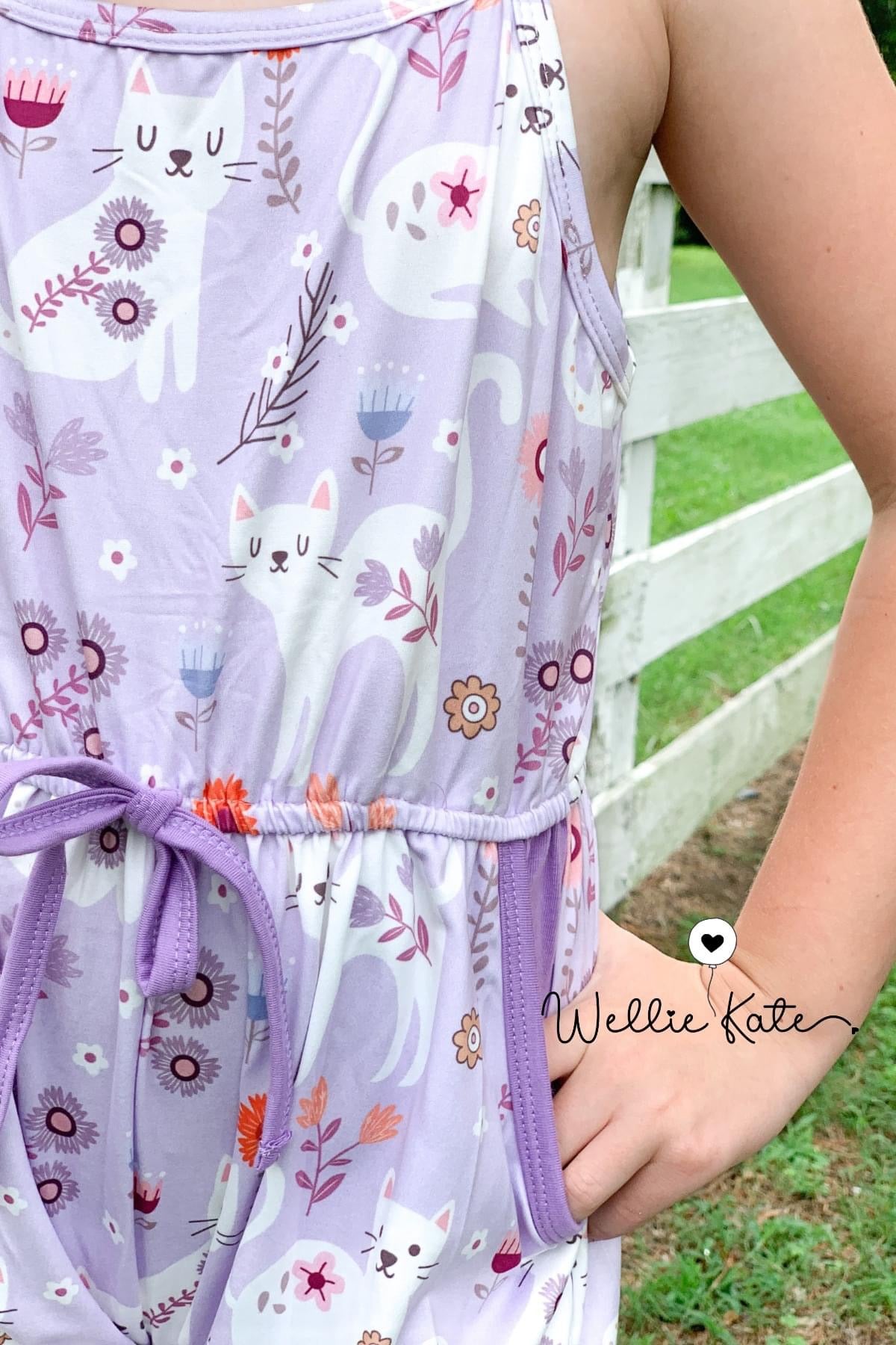 Purple Kitten Jumpsuit by Wellie Kate
