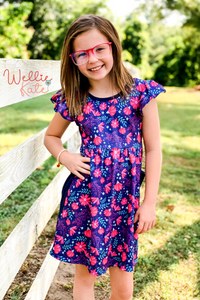 Magenta Floral Dress by Wellie Kate