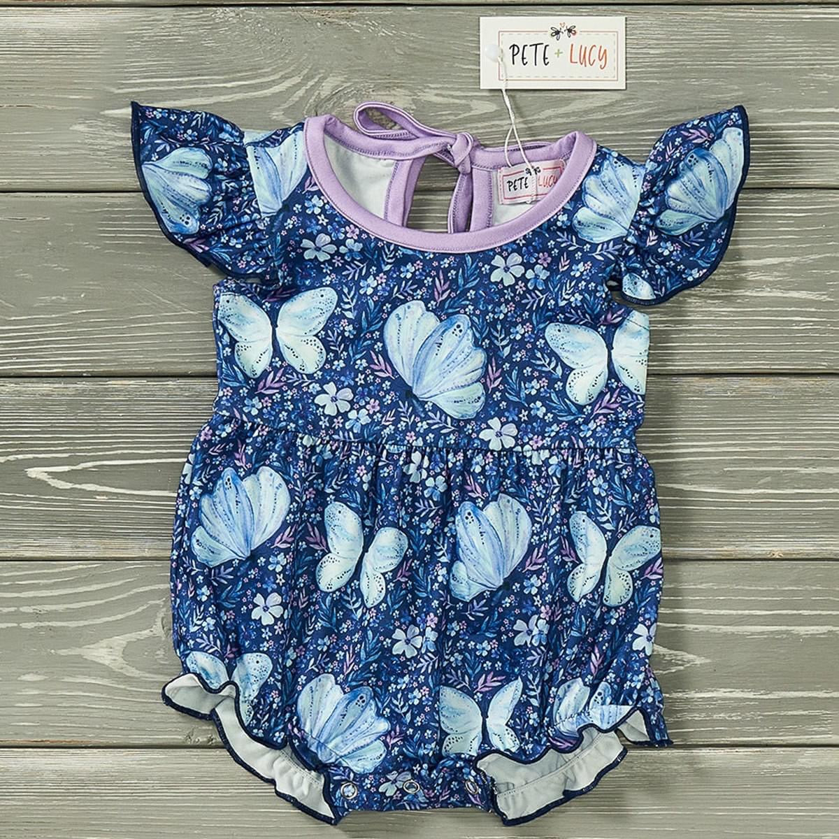 Midnight Butterflies Baby Romper By Pete and Lucy