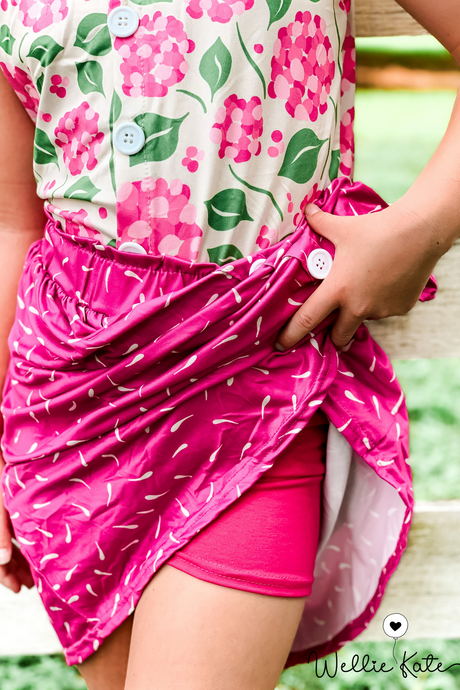 Pink Floral Skort Set by Wellie Kate