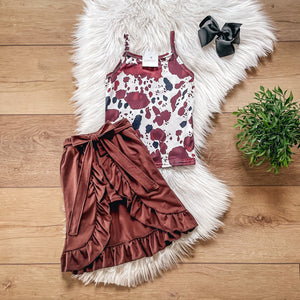 Brown Cow Open Skirt Set by Wellie Kate