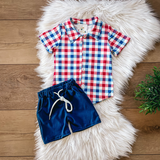 Americana Plaid Shorts Set by Twocan