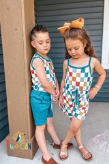 Checkers Shorts Jumpsuit by Twocan