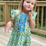 Back to School Yellow Bus Flutter Sleeve Dress