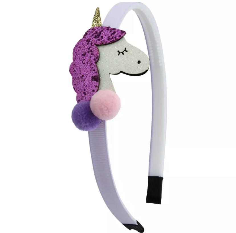 Glitter Unicorn Headband - Purple