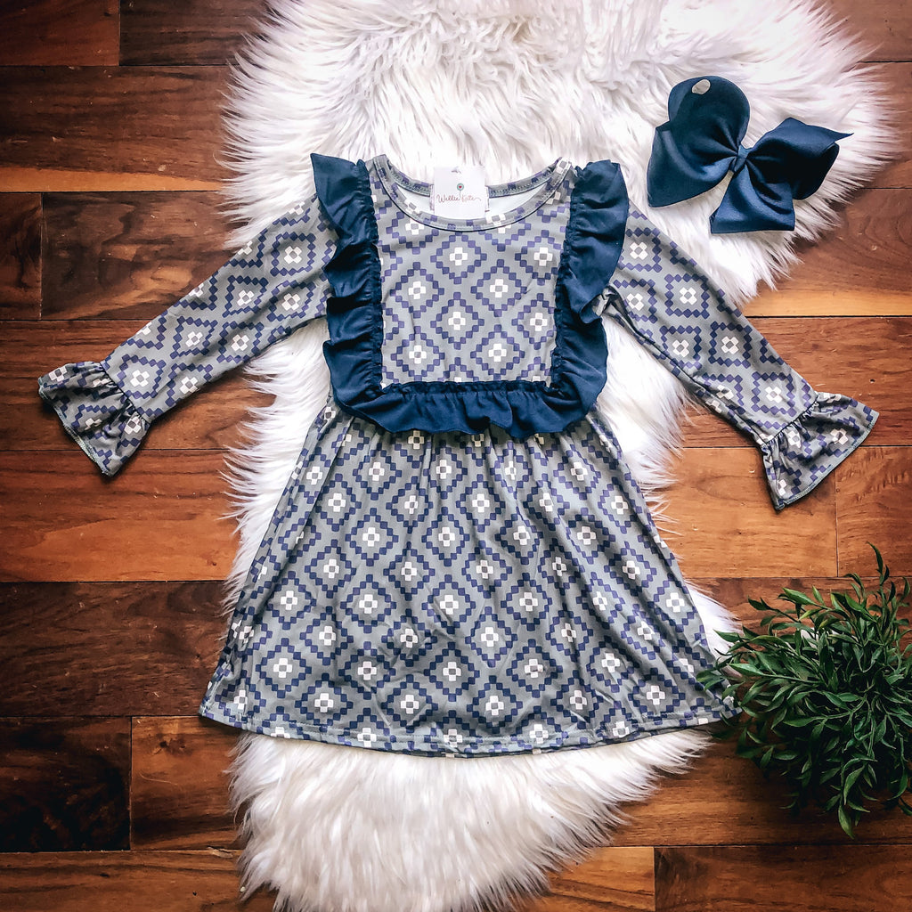 Navy Boho Diamond Dress | Wellie Kate