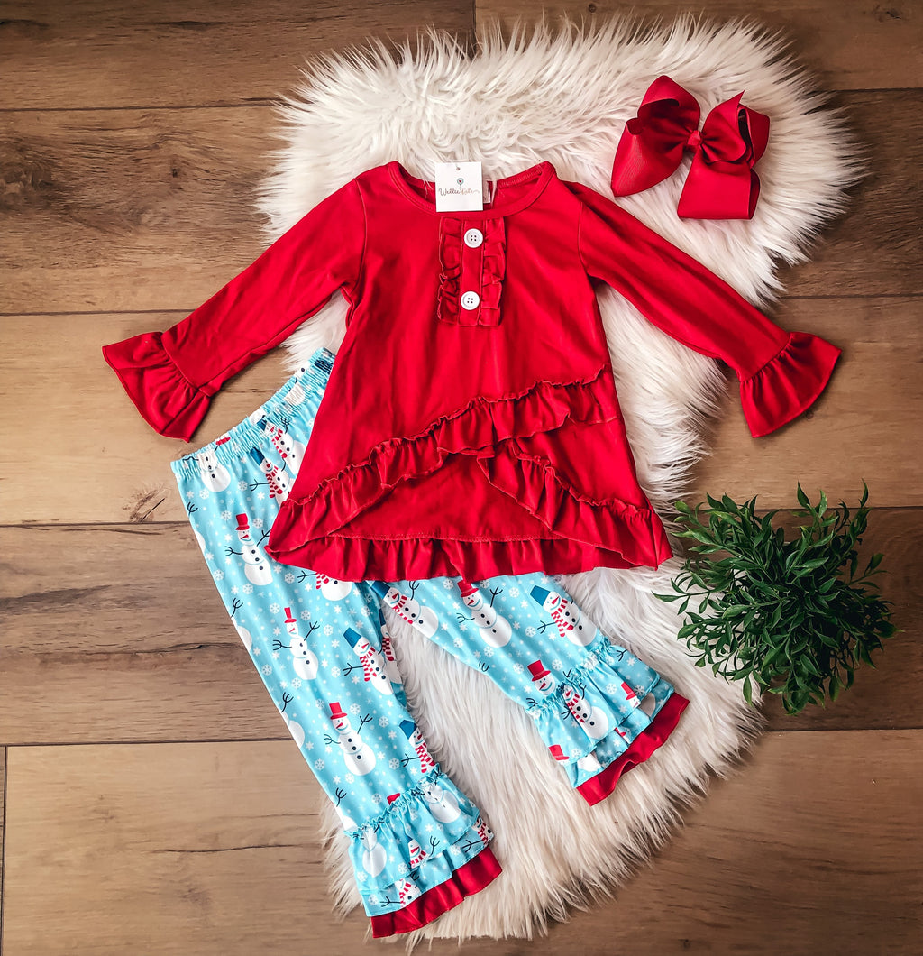 Happy Snowman Truffle Pants Set by Wellie Kate