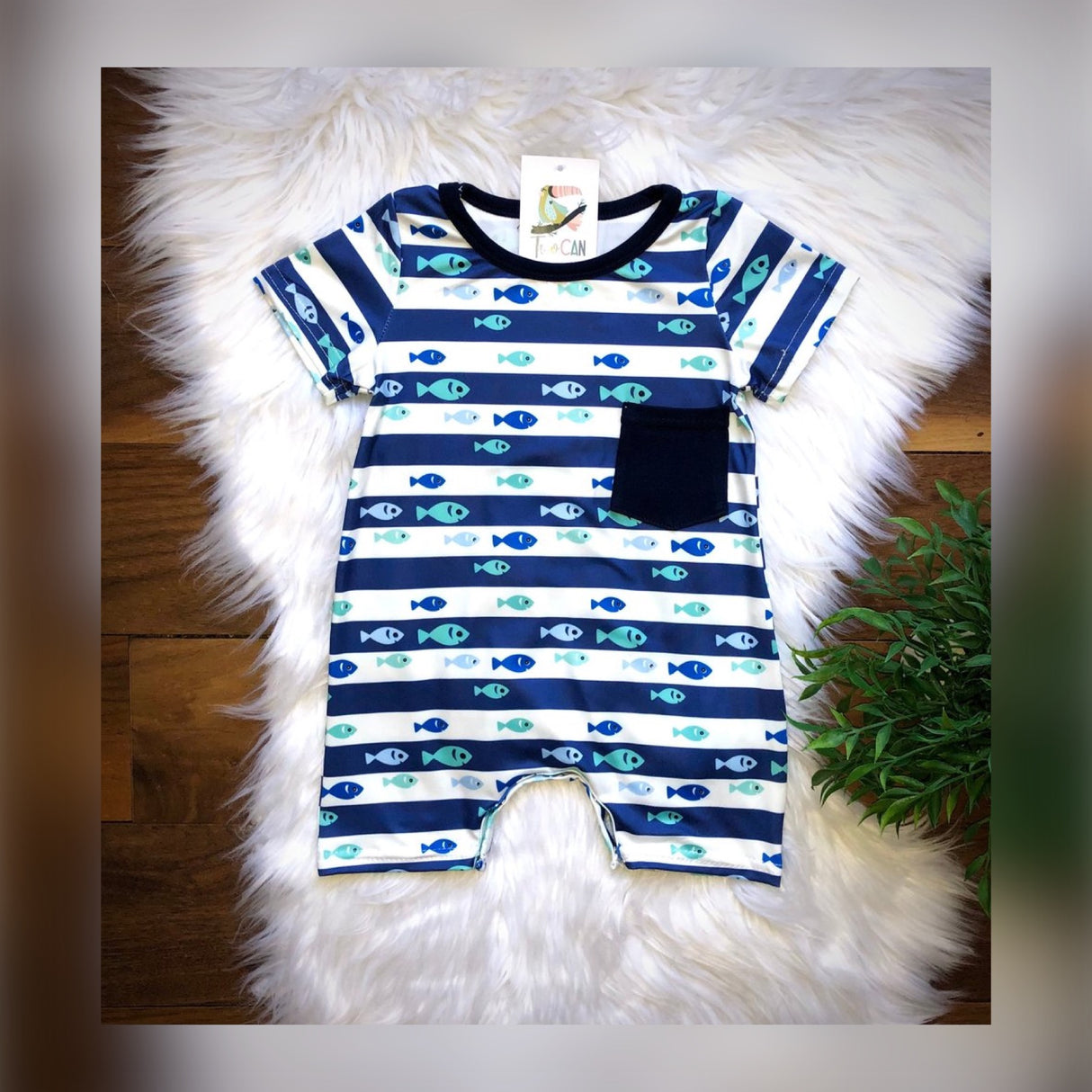 Teal Fish Baby Boy’s Romper - Whim & Wonder Boutique