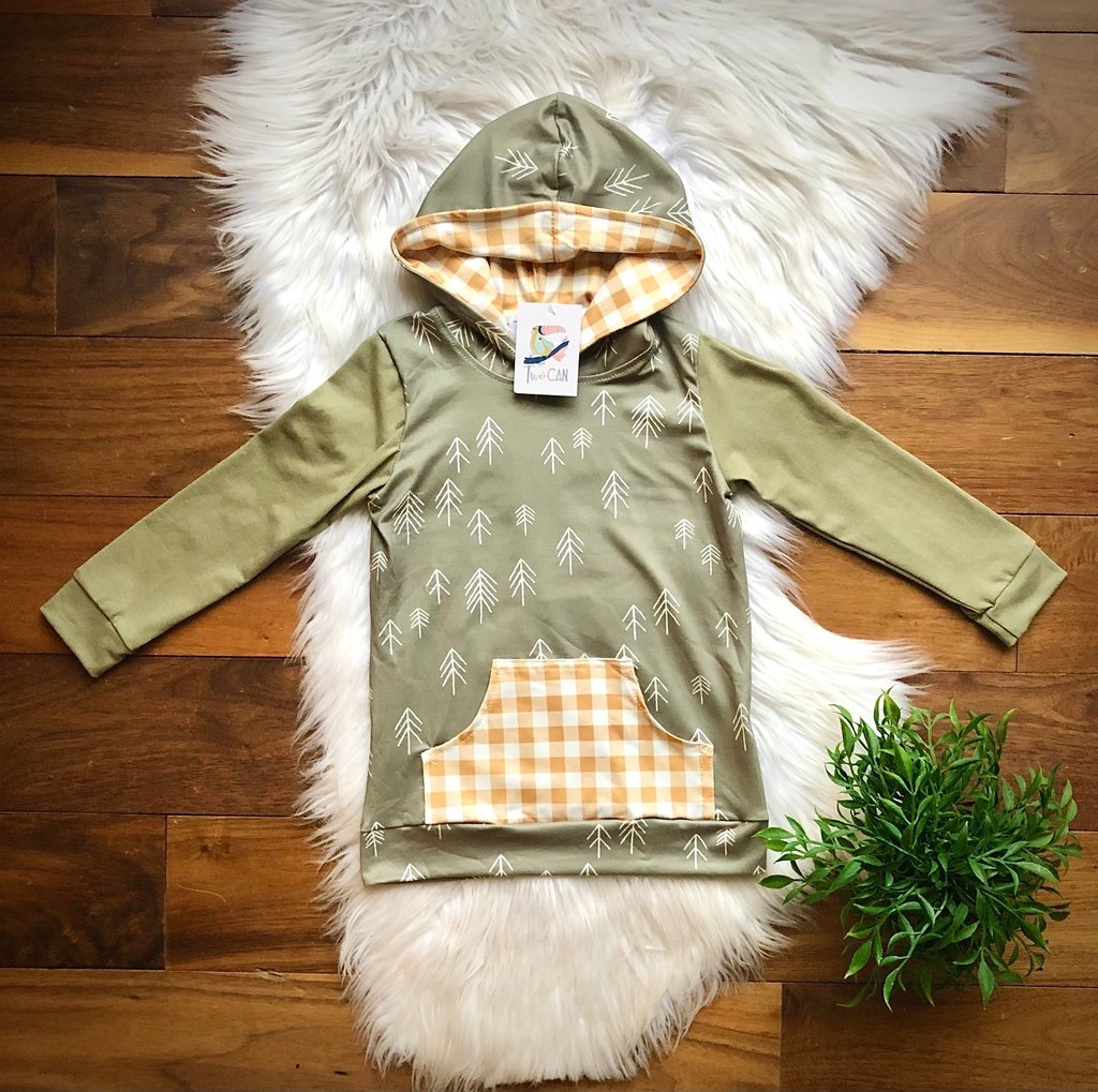 Green Trees and Gingham Hoodie By Twocan
