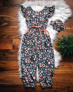 Happiness Blooms V-Back Jumpsuit by Wellie Kate