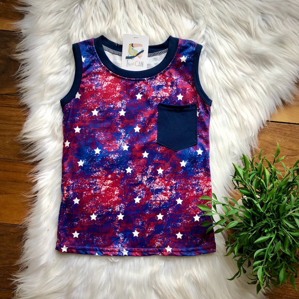 Splatter Stars Boys Pocket Tank by Twocan