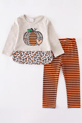 Leopard Pumpkin Striped Outfit