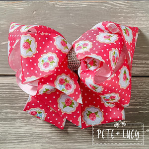 Shabby Roses Deluxe Bow by Pete and Lucy