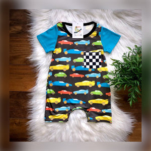 Race Car Baby Boy’s Romper - Whim & Wonder Boutique