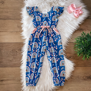 Rainbows and Dragonflies V-Back Jumpsuit by Wellie Kate