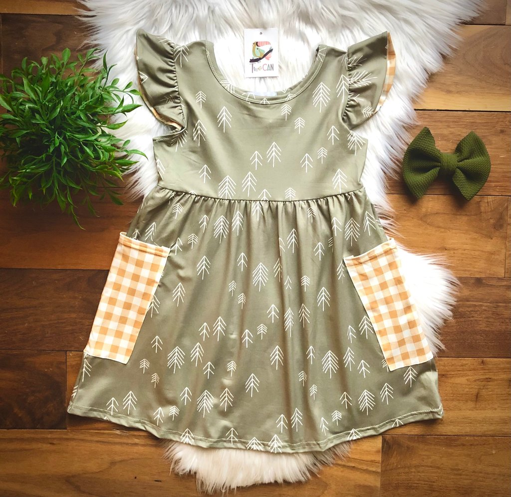 Green Trees and Gingham Dress by Twocan