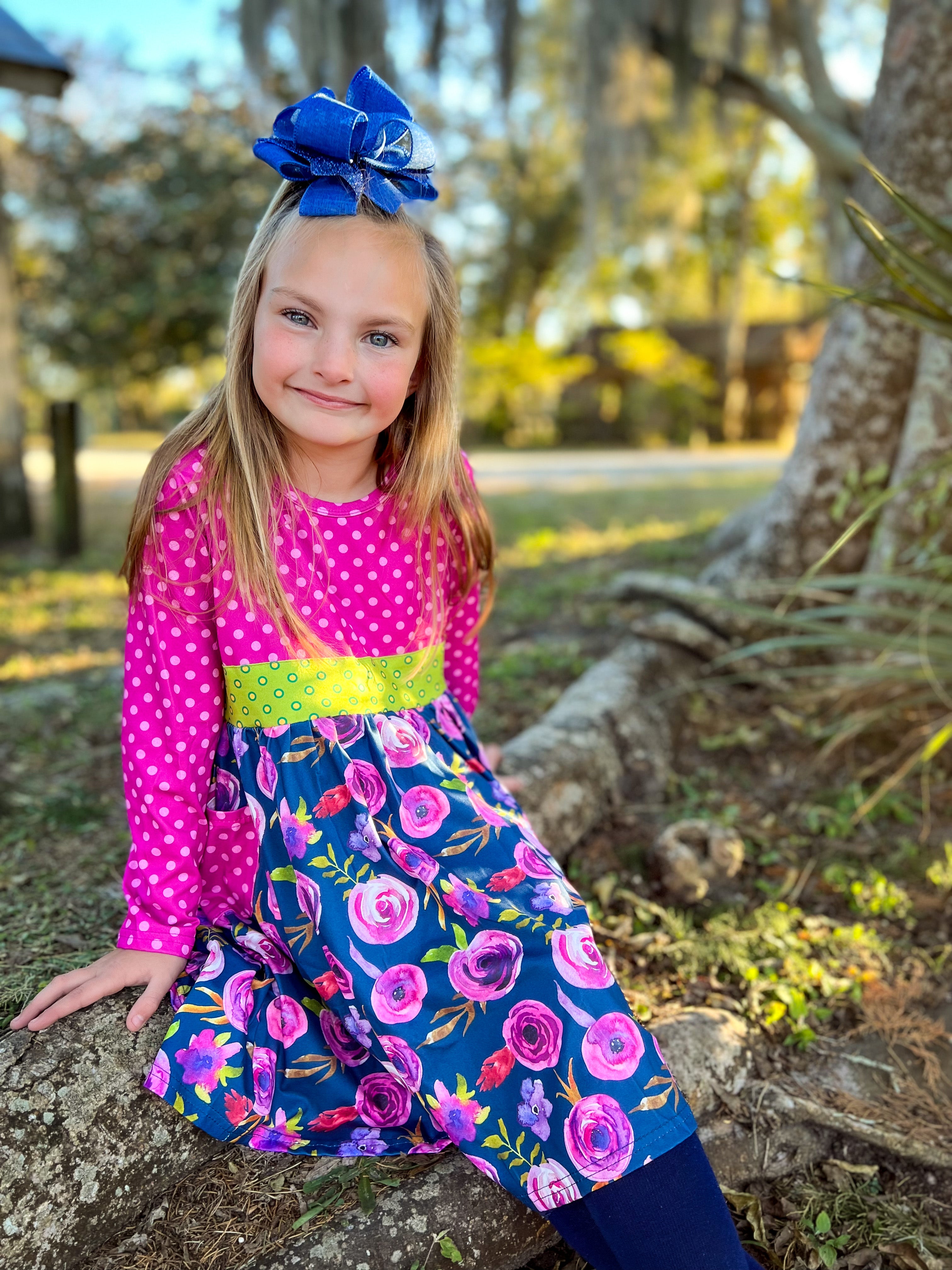 Bold Plum Floral Twirl Dress by Wellie Kate