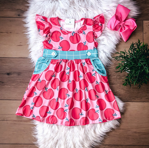 Pink Apples Dress by Wellie Kate