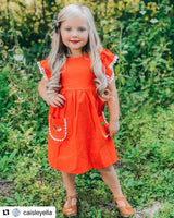 Orange Pumpkin Embroidery 2pc Dress
