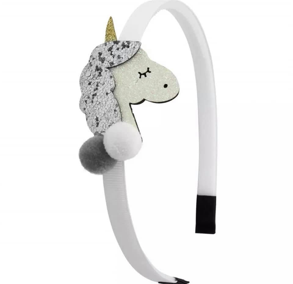 Glitter Unicorn Headband - White/Silver - Whim & Wonder Boutique