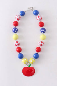 Apple Pendant Bubblegum Necklace