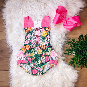 Island Blossoms Baby Romper by Wellie Kate