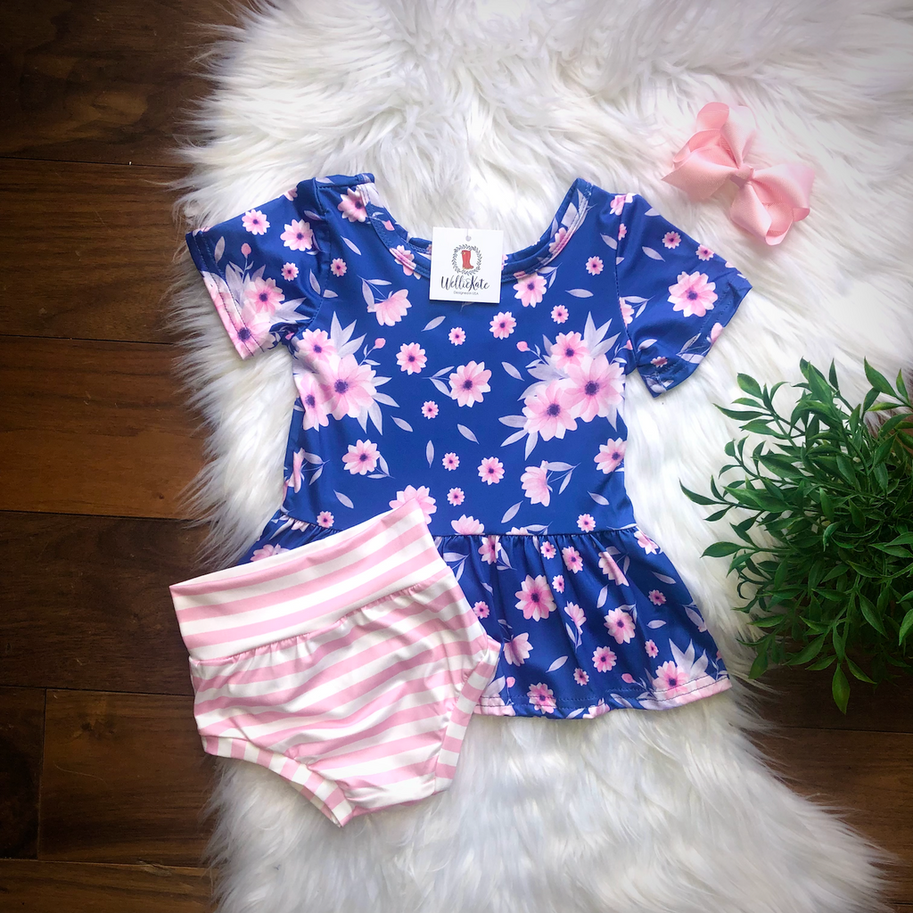 Pink Daisy Bummie Set  by Wellie Kate