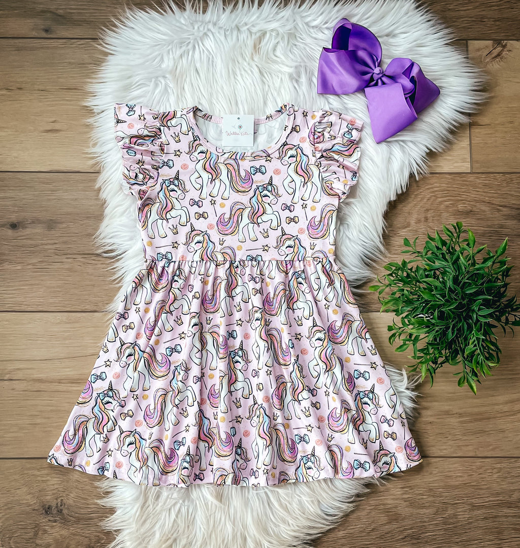 Watercolor Unicorns Dress by Wellie Kate
