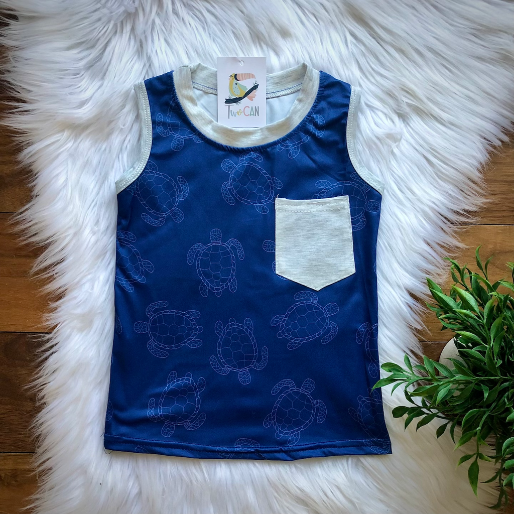 Blue Turtle Boys Pocket Tank by Twocan