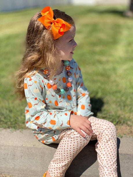 Pumpkin Elbow Patch Pant Set