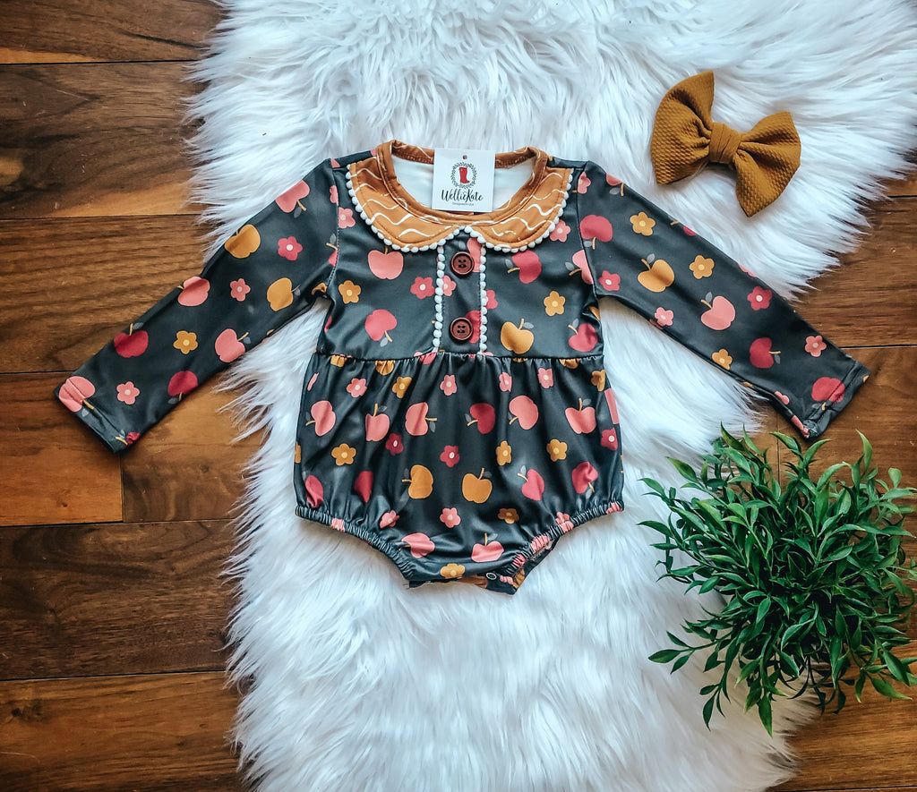 Autumn Apples Baby Romper by Wellie Kate