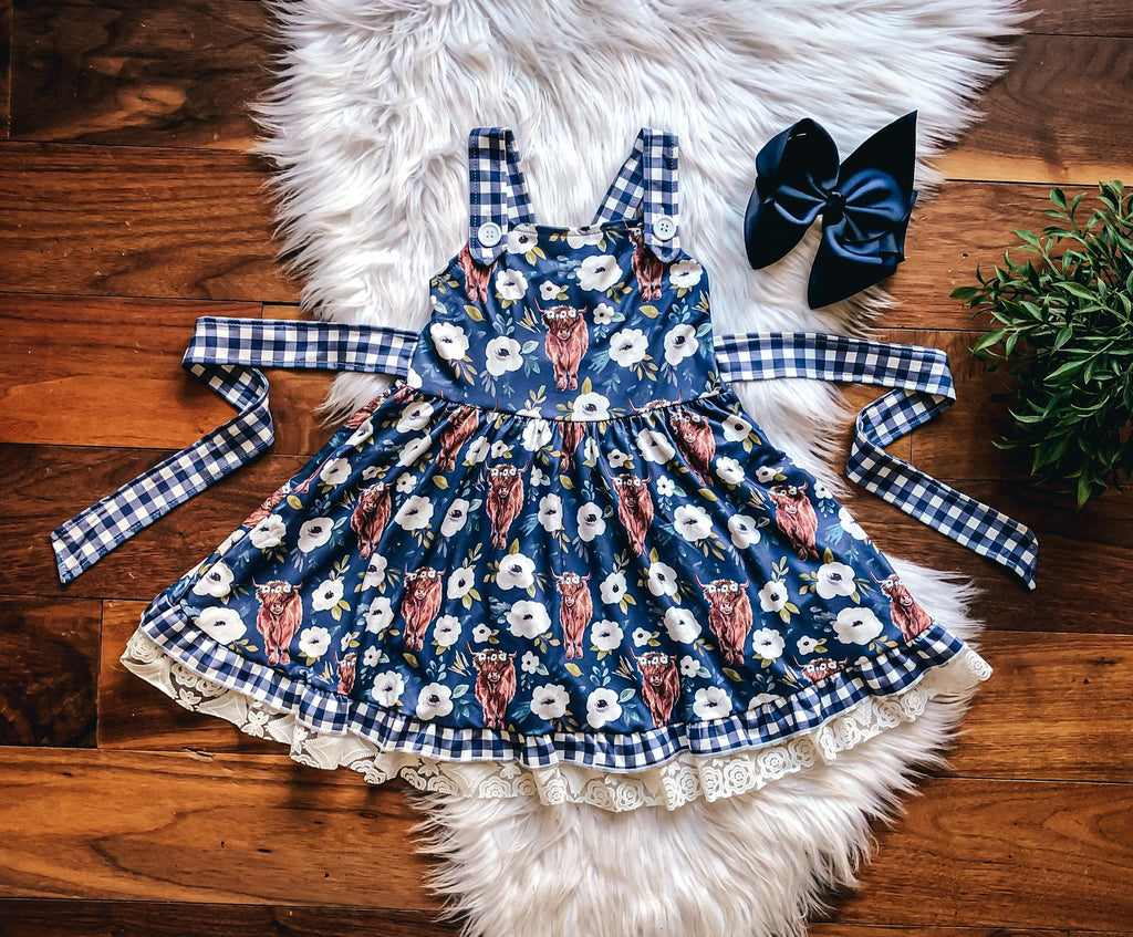 Sweet Highland Cow Twirl Dress by Wellie Kate