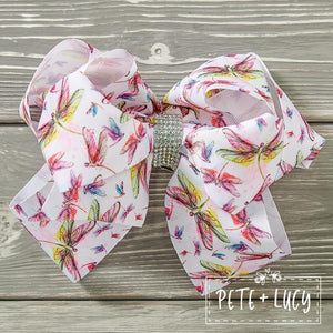 Watercolor Dragonflies Deluxe Bow by Pete and Lucy