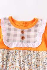 Mustard Floral Ruffle Baby Romper