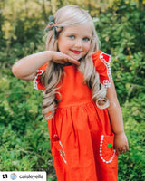 Orange Pumpkin Embroidery 2pc Dress