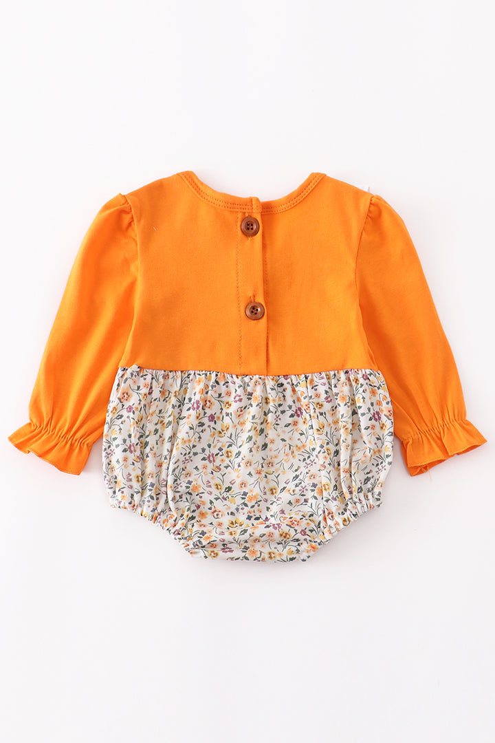 Mustard Floral Ruffle Baby Romper