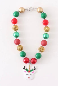 Christmas Unicorn Bubblegum Necklace