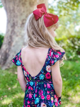 Burgundy Floral V-Back Jumpsuit by Wellie Kate